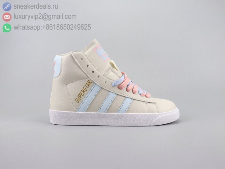 ADIDAS SUPERSTAR OUTDOOR HIGH BEIGE LEATHER WOMEN SKATE SHOES